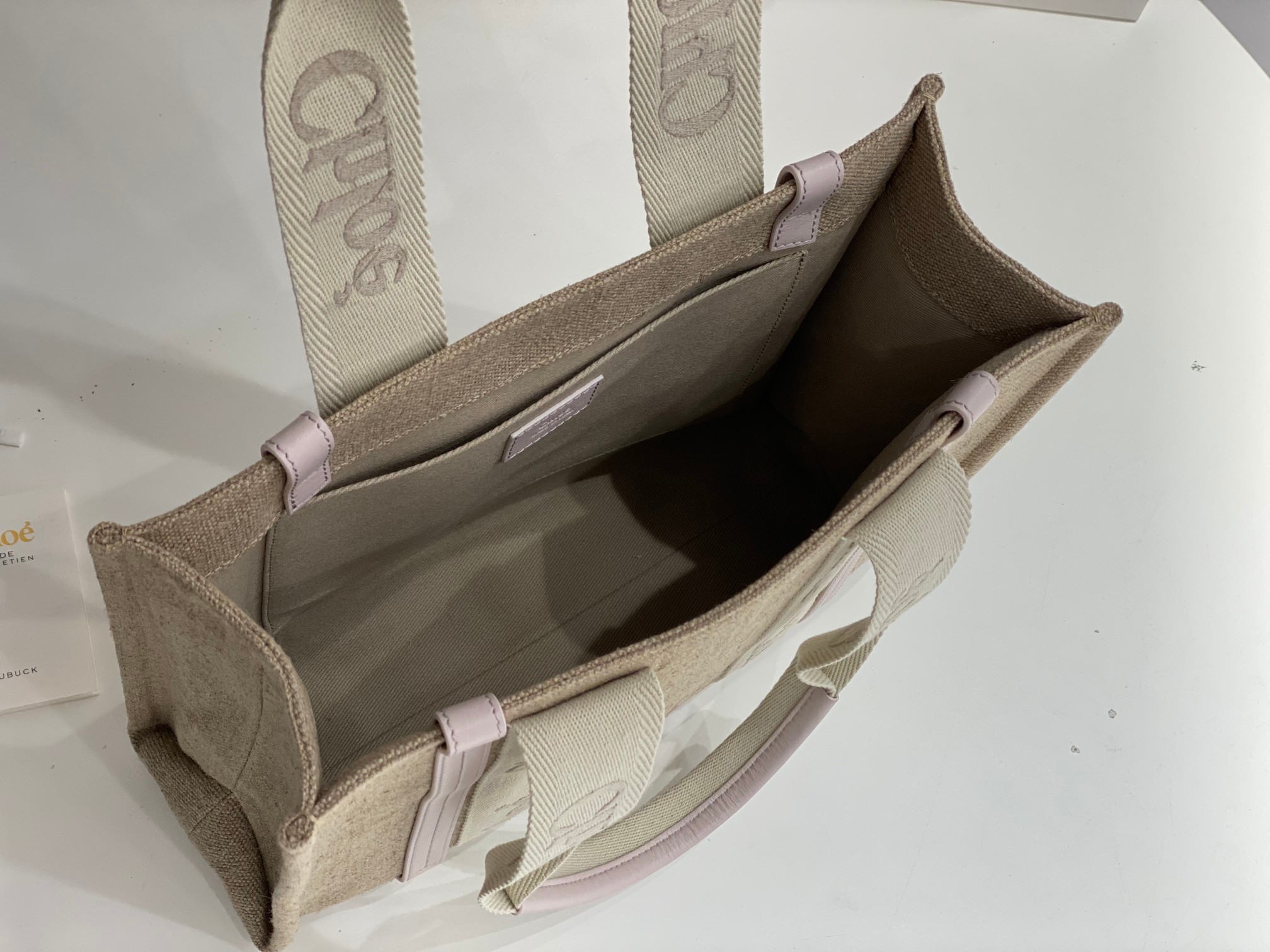 Chloe Medium Woody Tote Bag In Linen 